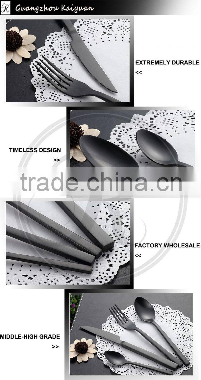 manufacture cutlery,black cutlery set,black plated flatware set