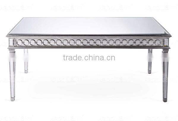 elegent appearance wedding glass top metal banquet table,glass mirror dining table