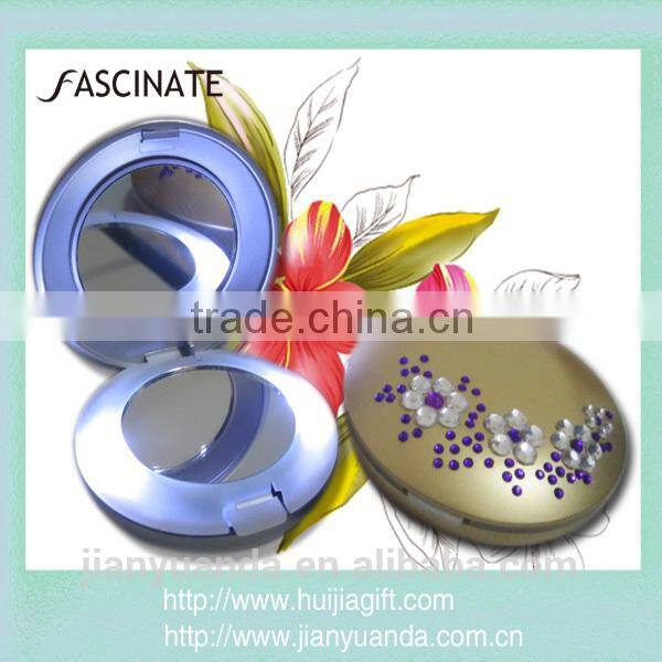 battery makeup mirror compact / foldable hand craft makeup mirror / wallet size pocket mirror with led lights