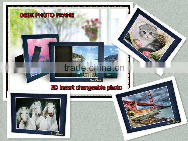 New Arrival Desk photo frame with 3D insert changeable lenticular photo