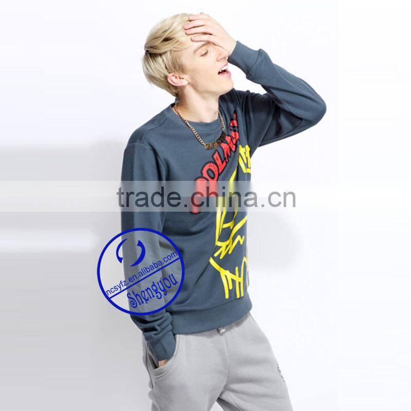 Wholesale custom polyester cotton mens printing pullover sweatshirt