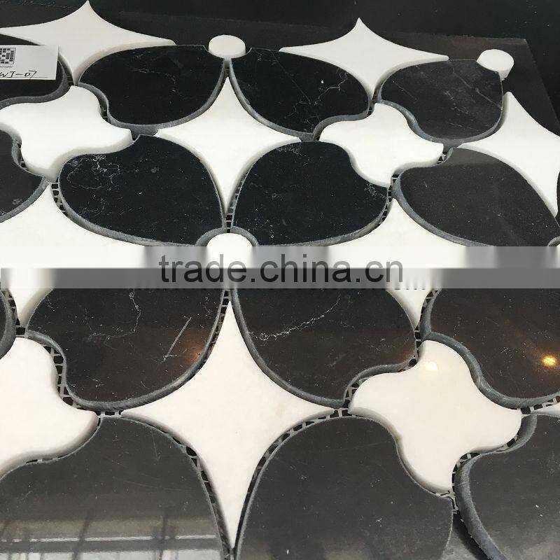 white and black marble stone mosaic tile