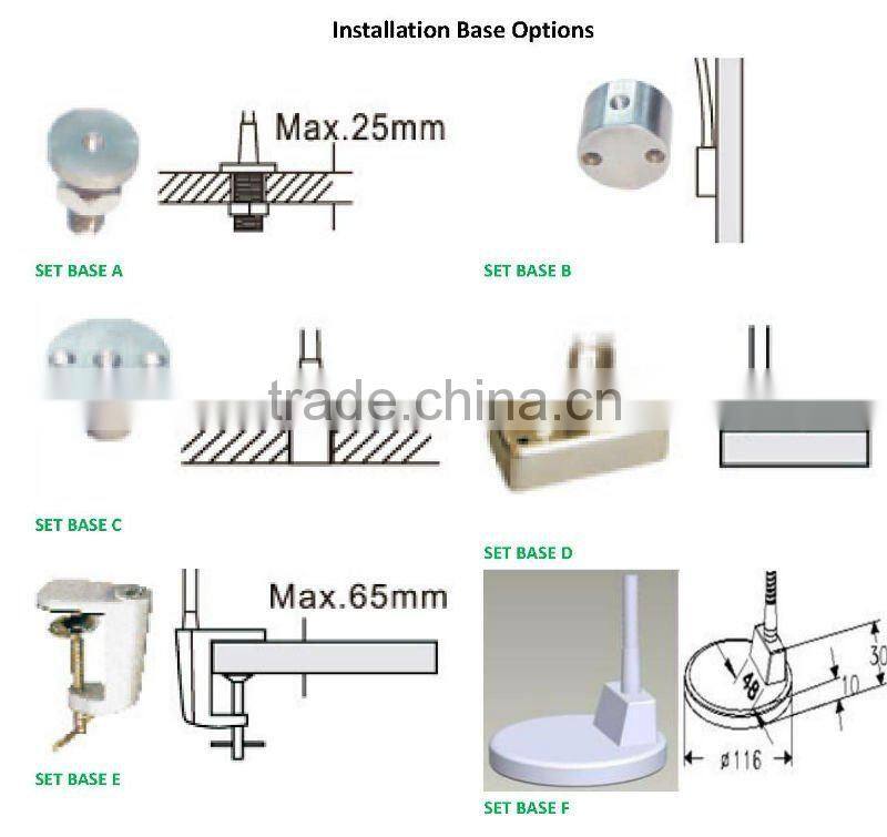 Flexible LED Study Lamp With Multiple Bases led light flexible gooseneck lamp (SC-E101)