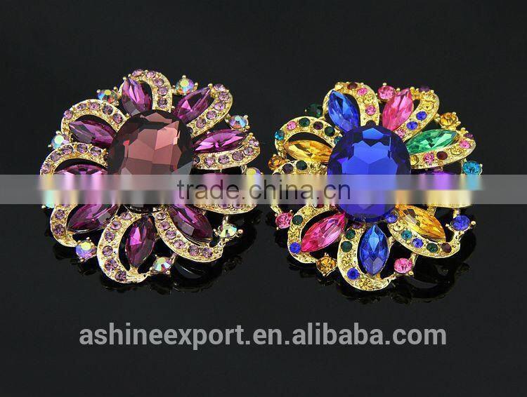 Hot sale noble Marquise bulk crystal sunflower rhinestone brooch/handmade rhinestone brooch