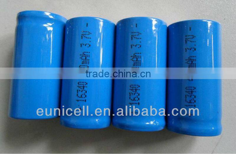 rechargeable 16340 3.7v 16340 li-ion lithium battery 400mah