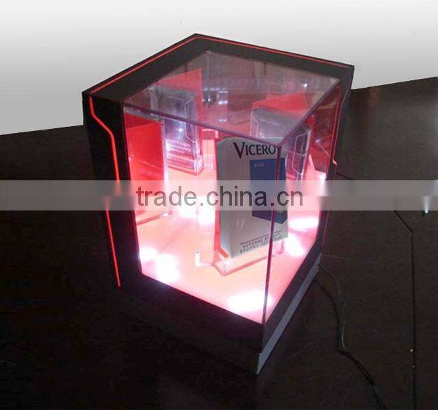 hot sale acrylic cigarette display boxes, led illuminated acrylic tabacco display case