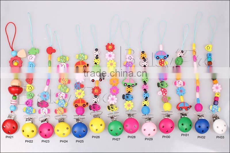 Baby DIY LETTERS Pacifier Holder Anti-out Chain Wooden Baby Pacifier Chain