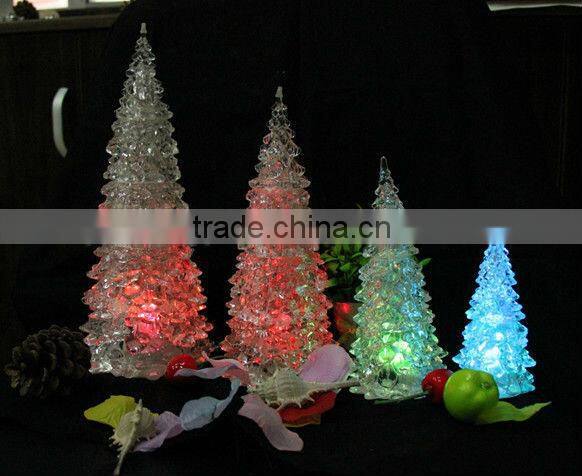 Led acrylic christmas tress battery operated flameless christmas tree paraffin wax light christmas vners for decoration