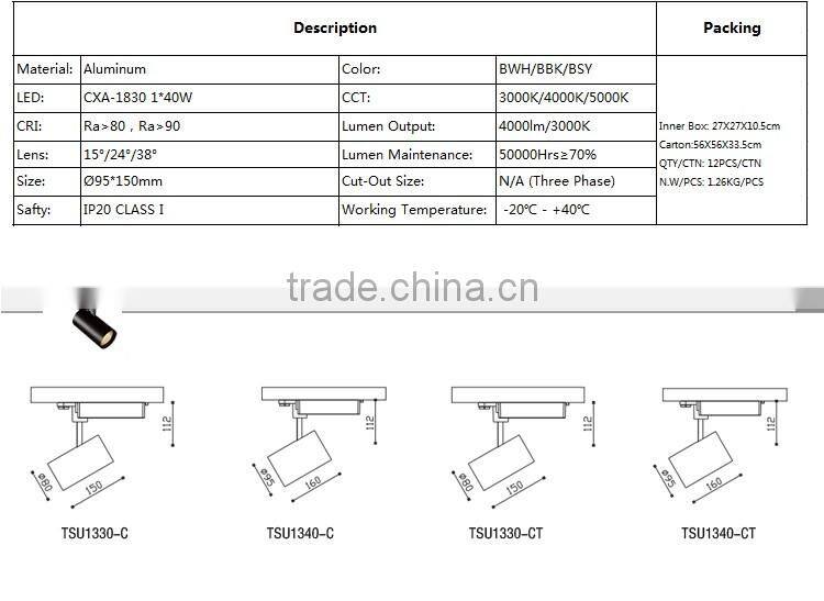 2015 new cob 40w track lights led saa ce rosh