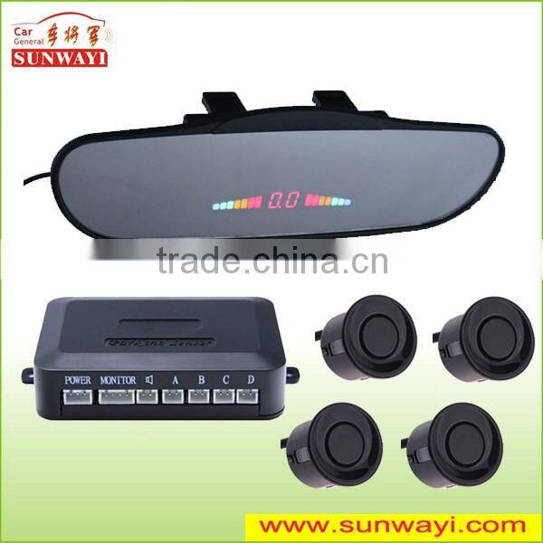 12V Car Reverse Sensor System with LED Mirror and 4 Rear Sensors