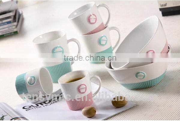 New design embossed wholesale porcelain promotional mug