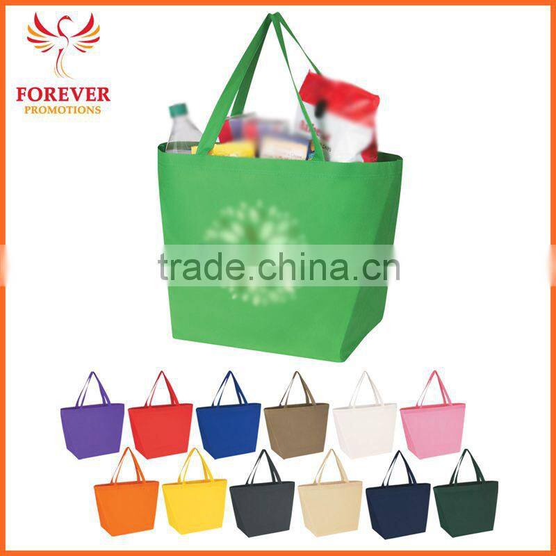 Custom Logo Printed Shopping Tote Recyclable Budget Reusable Green Non-woven Tote Shopping Bag