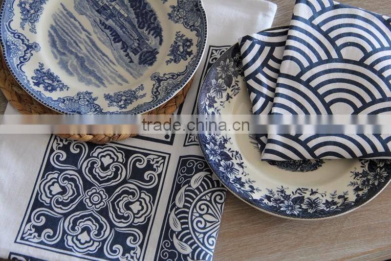 Blue and White Porcelain Tea Towels-Printed Dish Towels-Kitchen Towels
