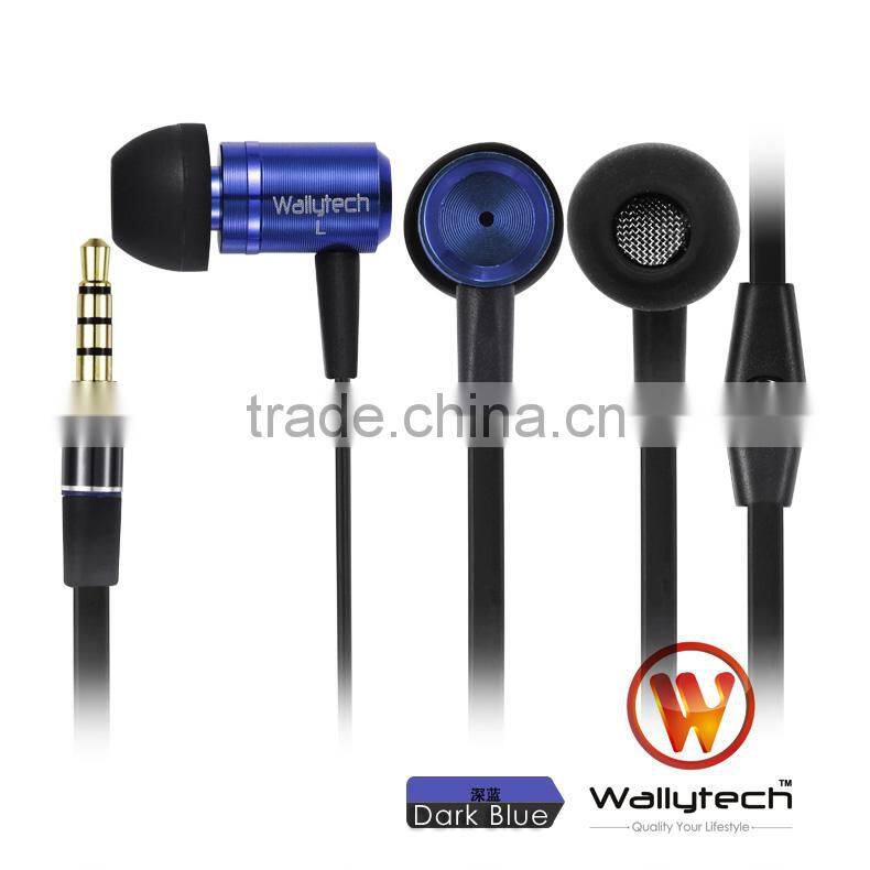 WHF-110 Flat Cable In-Ear Metal Earphones with Microphone and ON/OFF Remote for gift