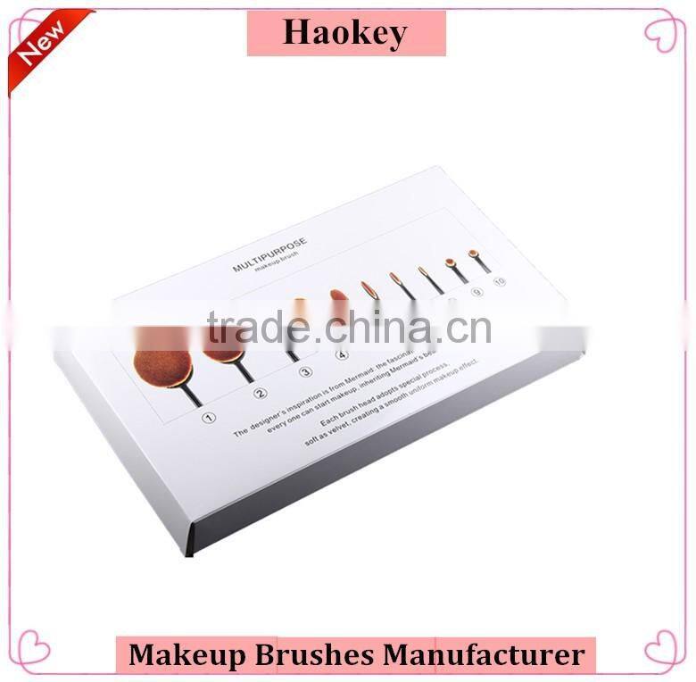 2016 Professional 10pcs colorful toothbrush Shape oval make up set brushes