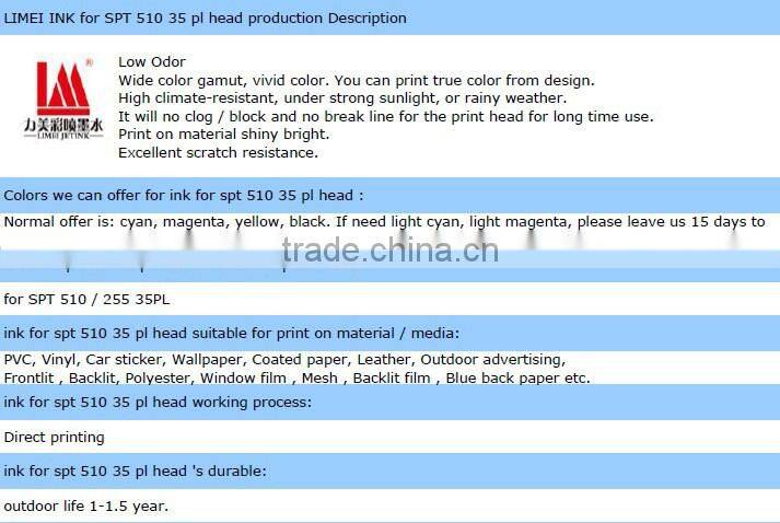 No clogged nozzles Factory Directly sale price Sk Solvent Ink for spt head solvent printer for spt 510,255,35pl