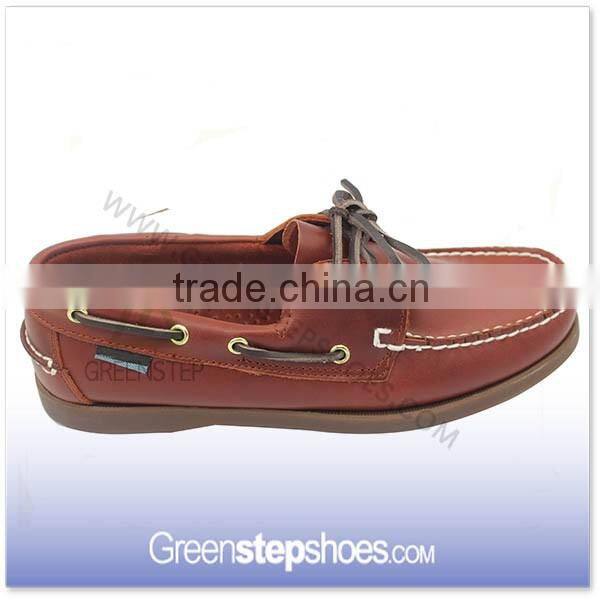 Laser cut outsole moccasin cow leather men boat shoes