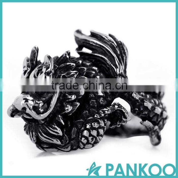 pankoo wholesale 2016 animals series of retro punk tai silver and titanium unisex ring