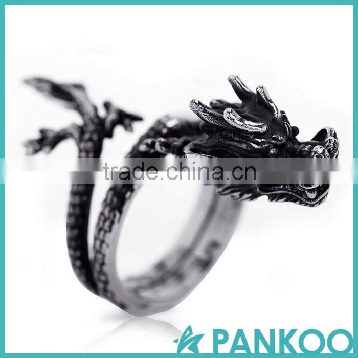 pankoo wholesale 2016 animals series of retro punk tai silver and titanium unisex ring