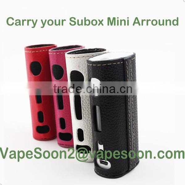 wholesale leather case e-cig MOD box subox mini shroud leather case OEM Available