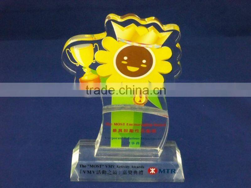 Flower shape achievement awards acrylic trophy