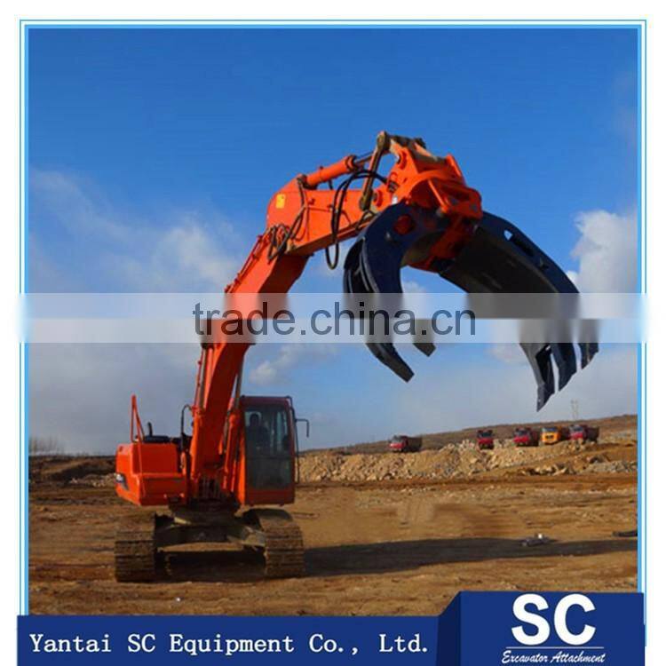 Excavator wood grapple, rock grab bucket, timber log grapple best sale