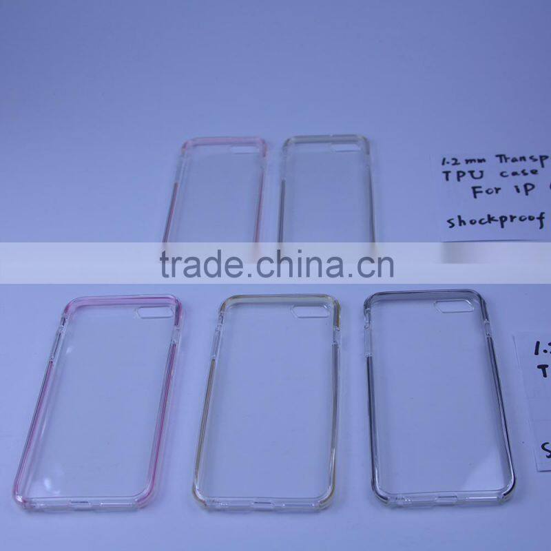 for iphone 6s with shockproof frame tpu case,1.2mm transparents color