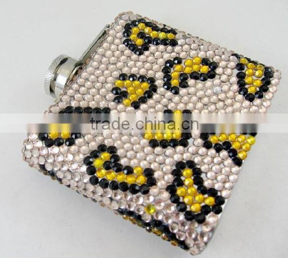 Whiskey Pocket Stainless steel Hip Flask With Rhinestone