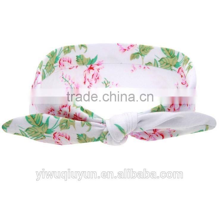 Baby Bohemia Elastic Stamp Bow Hairband Print Flower Bowknot Headband Turban Rabbit Knot Headdress Hair Accessories