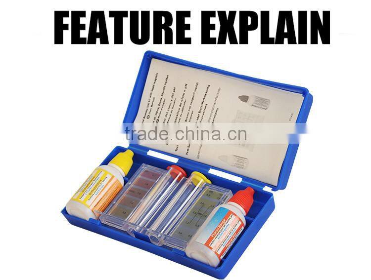 Two way swimming pool test kit for chlorine and PH