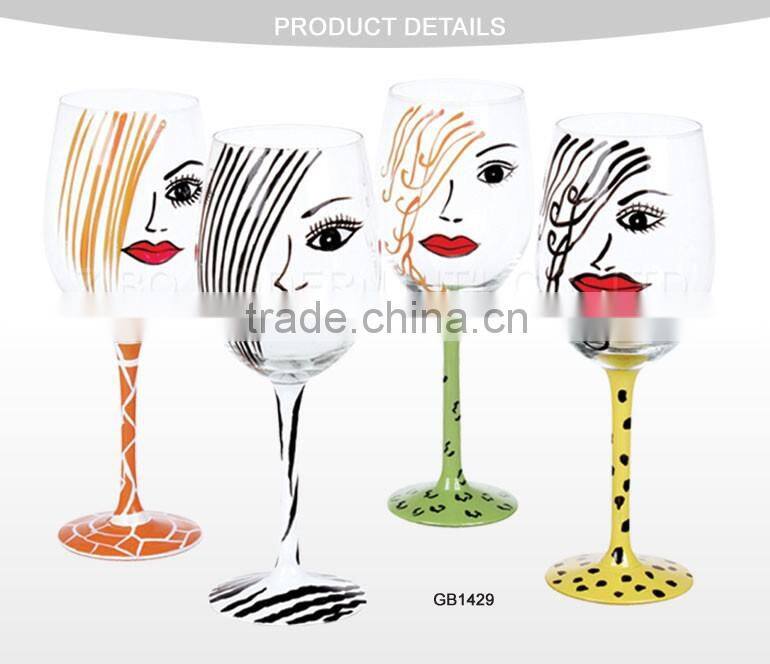 hand painted red wine glass bottle