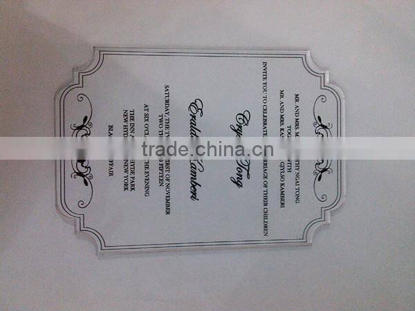 China Regional Feature clear acrylic wedding invitation card wholesale