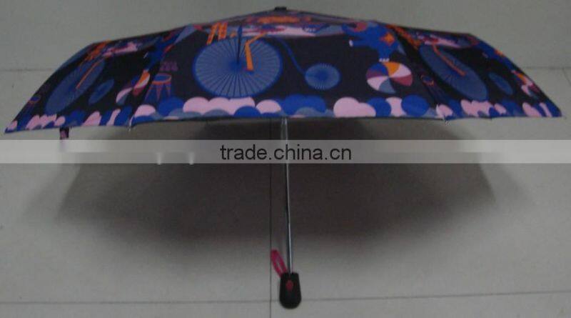 Good Quality 3 fold Semi Auto open Folding umbrella