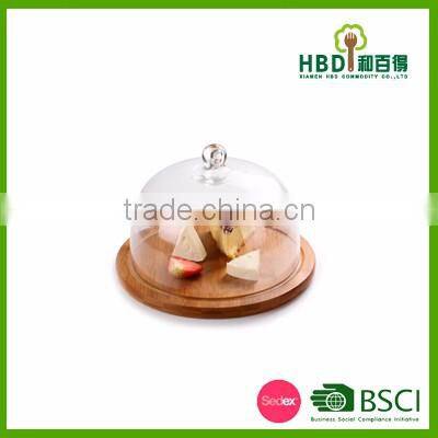 Environmental Kitchen Storage Bamboo Glass Cheese Dome set