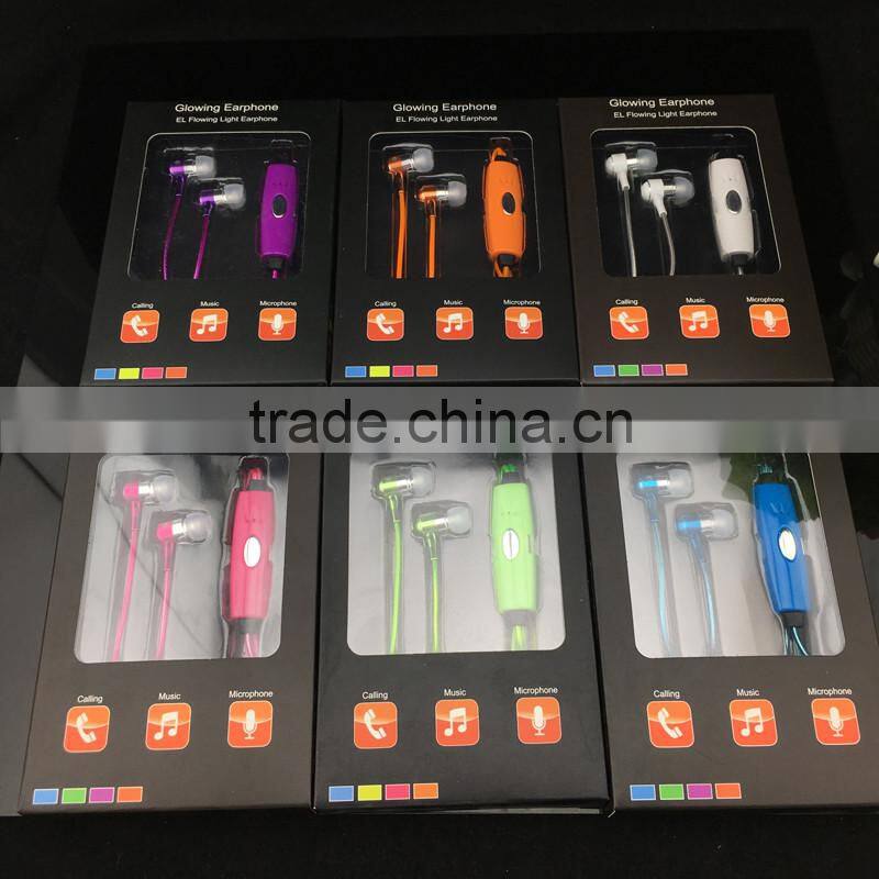 trending products 2016 super bass mp3 headphone luminous glowing zipper earphone