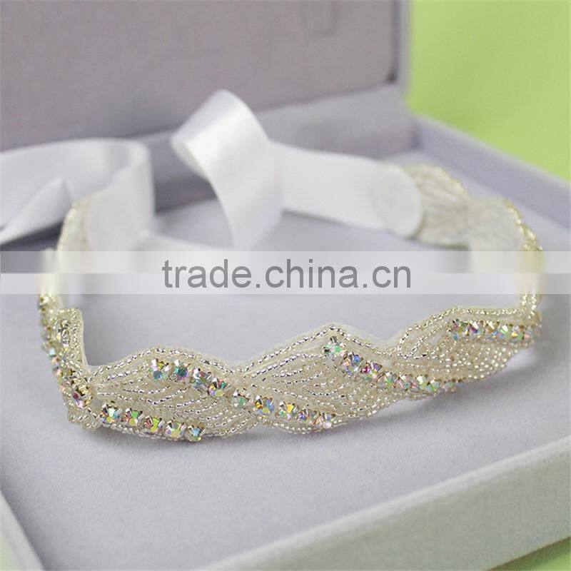 MYLOVE handmade beads headband with ribbon bridal hairbands MLH26
