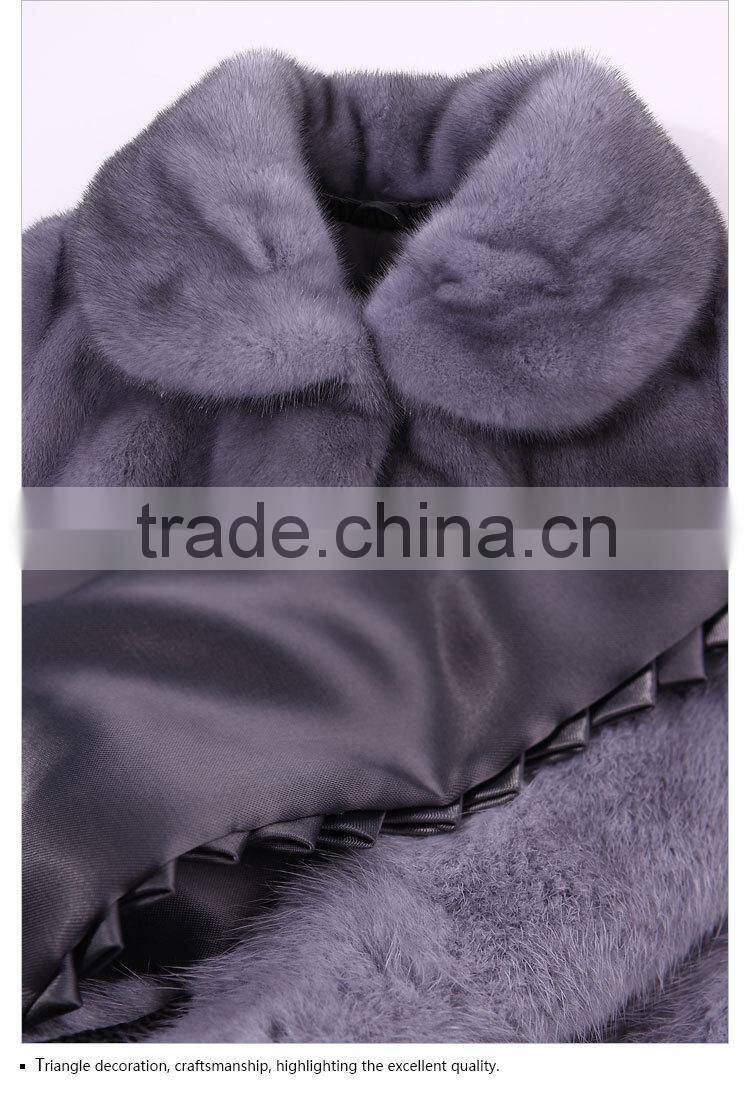 Fashion luxury light purple real women mink fur coat for sale