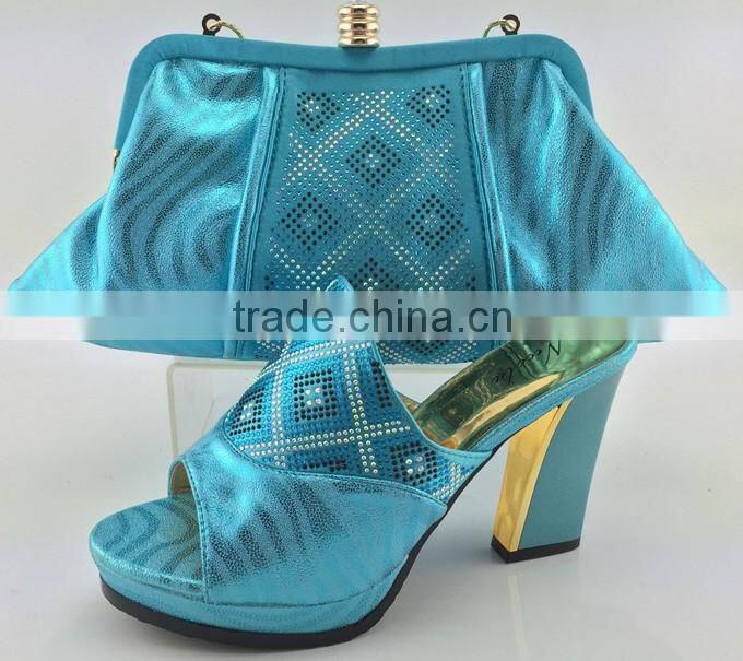 Soft leather bag and matching shoes women bag and shoes set for party