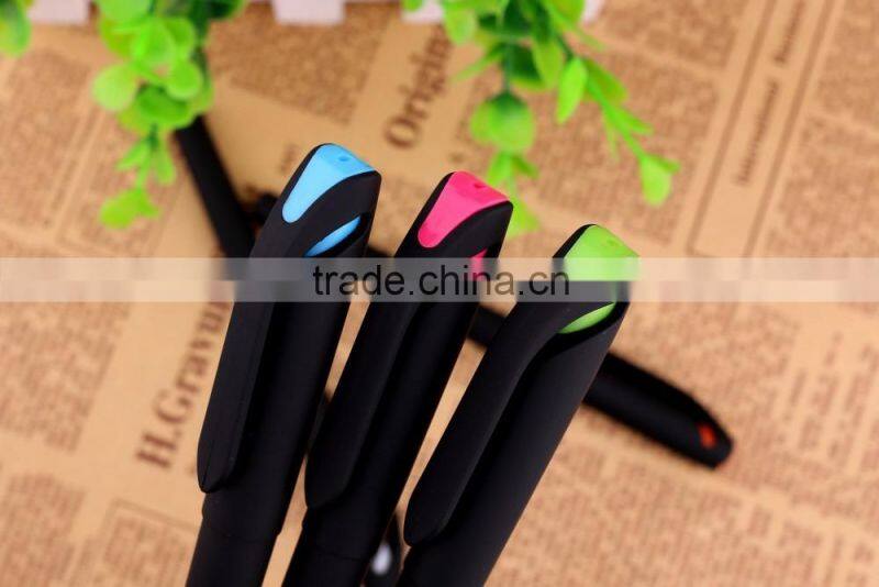 Factory price solid color promotional plastic logo gel ink pen with cap