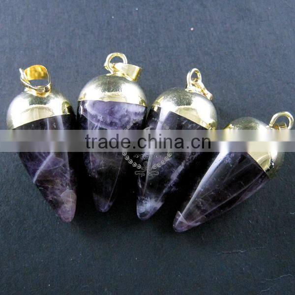 15x30mm water drop shape gold plated purple amethyst power stone pendant charm DIY supplies 1850207