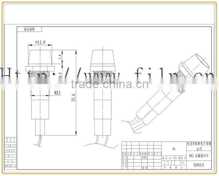 12mm Diameter LED indicator light red green Chrome Body