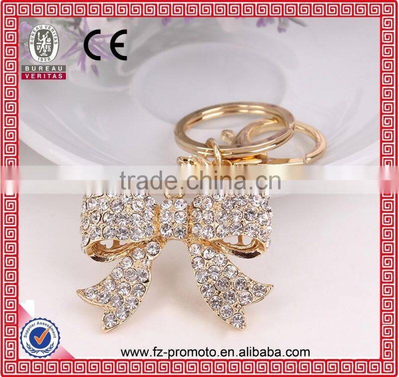 High quality cheap custom rhinestone dog keychain