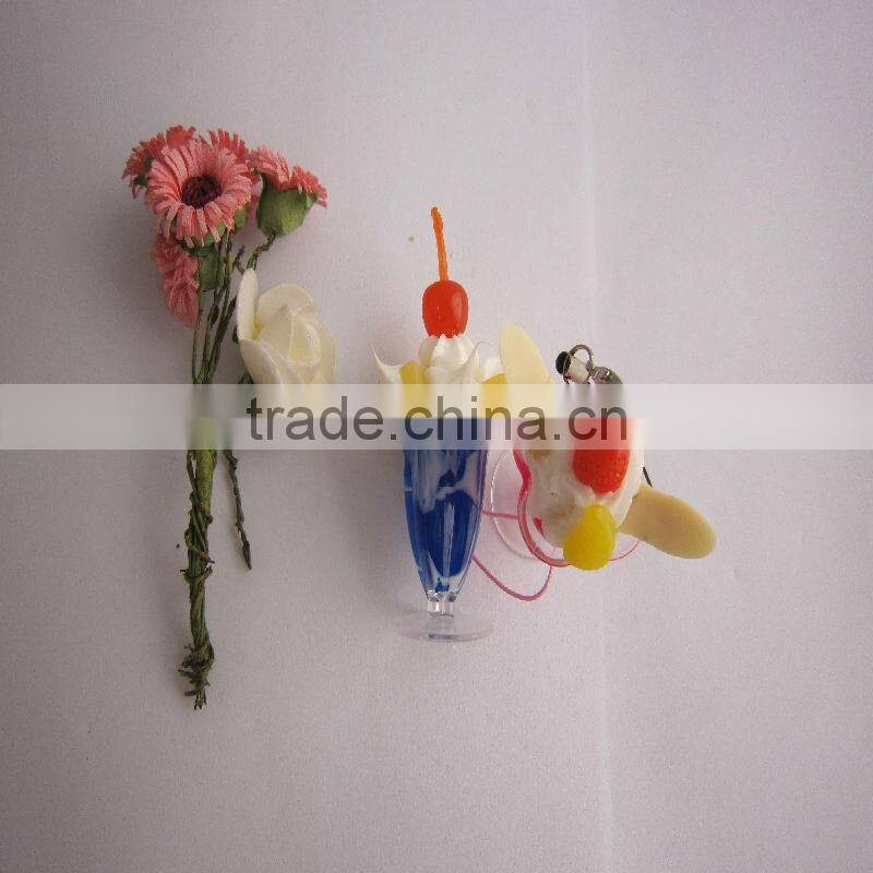 Artificial/Fake/Simulate ice cream cake keychains/keyrings for mobile phone accessory in arts and crafts for summer holiday