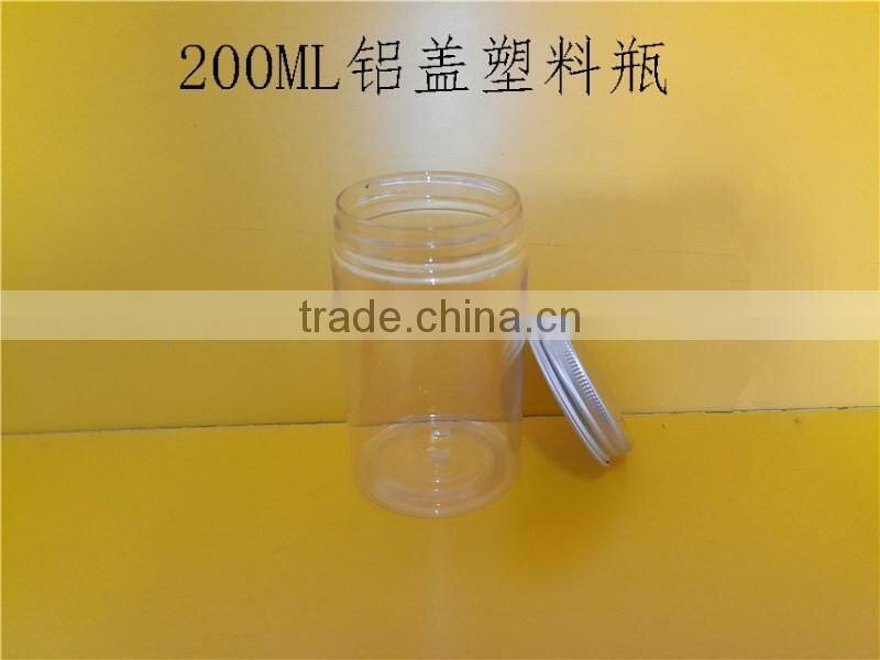 cosmetic cream hair gel food container transparent plastic jar 200ml with Aluminum cap