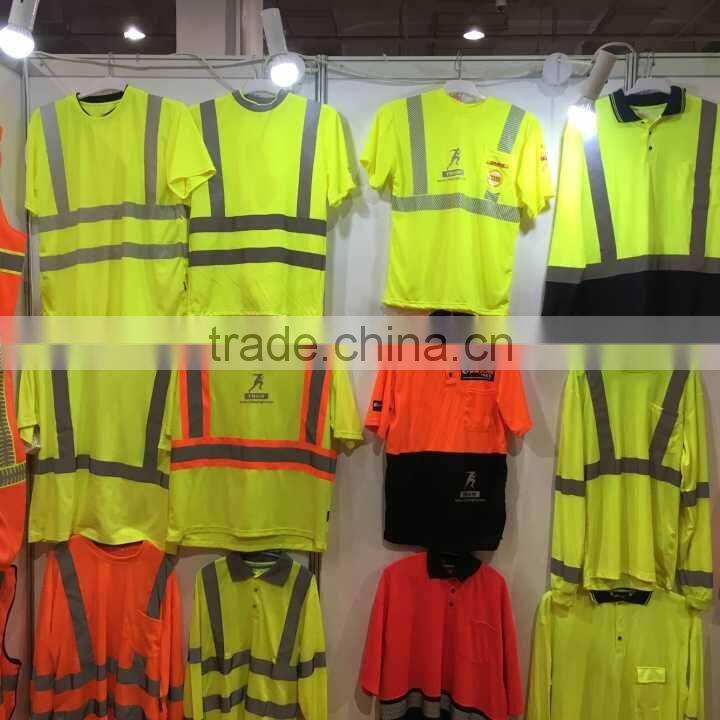 High quality visibility fluorescent polyester workwear reflective safety vest with many pockets