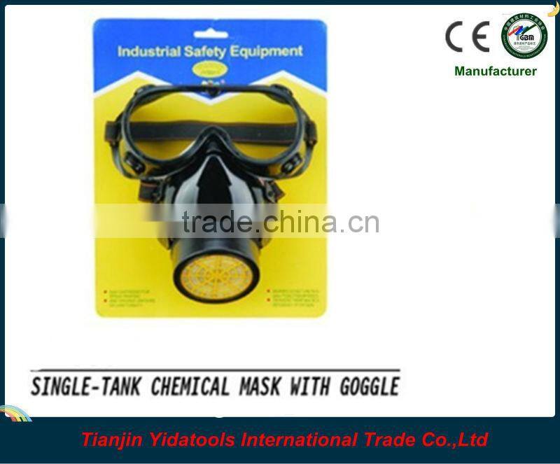 Single tank chemical mask with goggle
