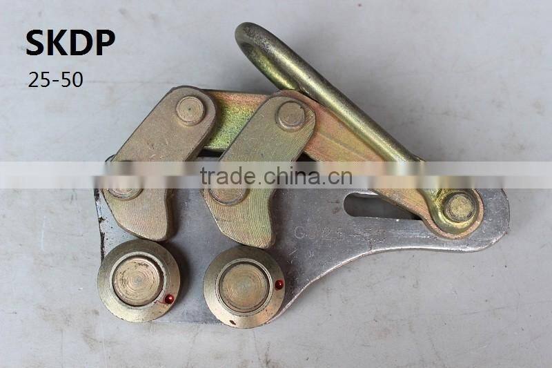 Portable eccentric dual-cam earth wire grips for pulling cable wire