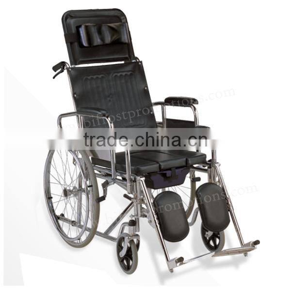 Economical Manual Adult Commode Hospital High Backrest Wheelchair