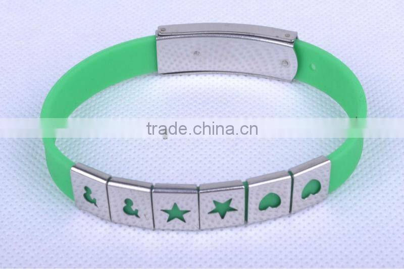 silicone bracelet with metal