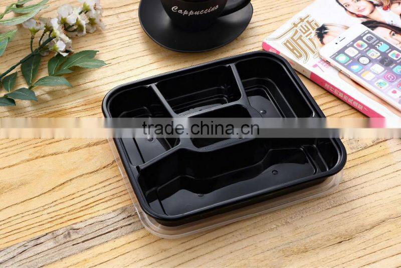 Plastic takeaway microwave pp biodegradable tableware 5 compartments food container